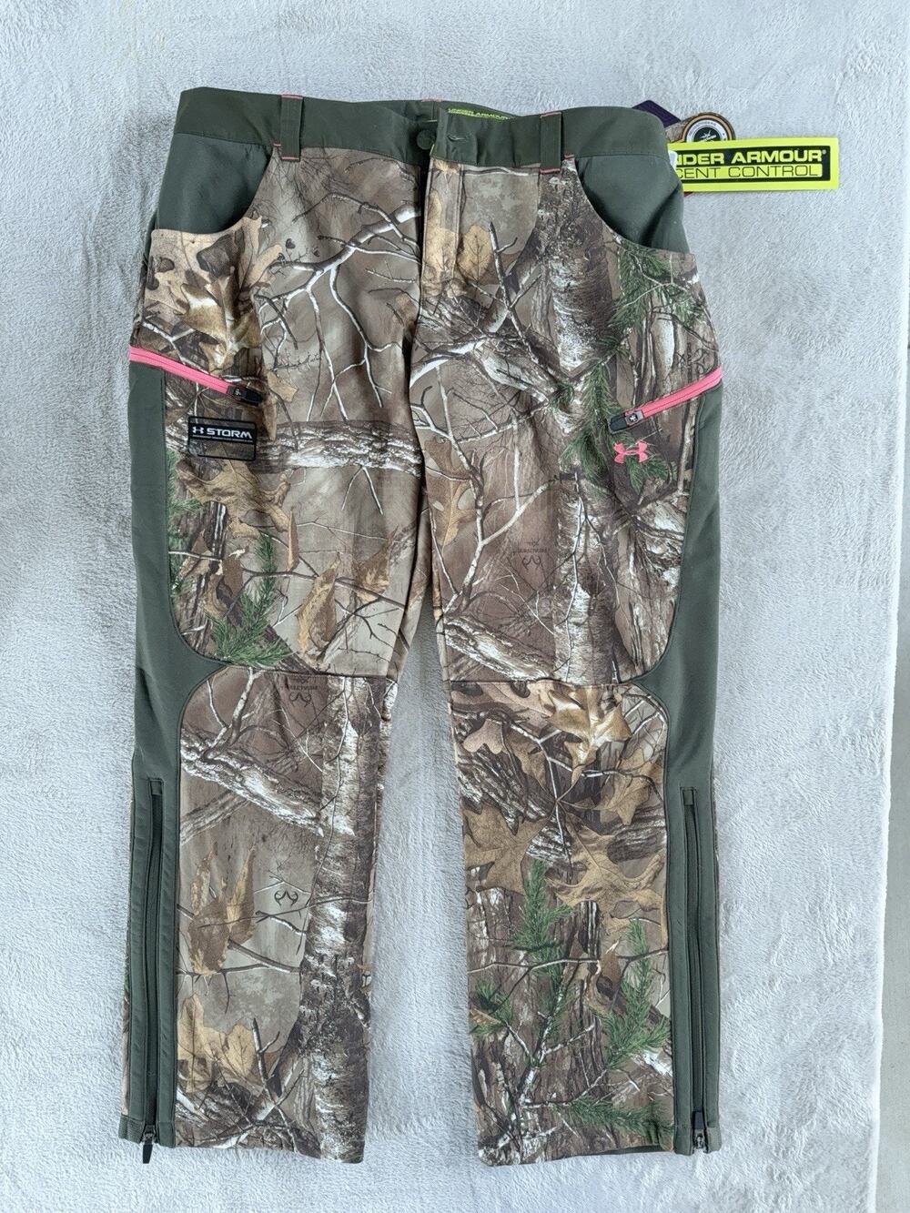 Under Armour Pants Womens 18 Realtree Camo ColdGear Scent Control Hunting Zip